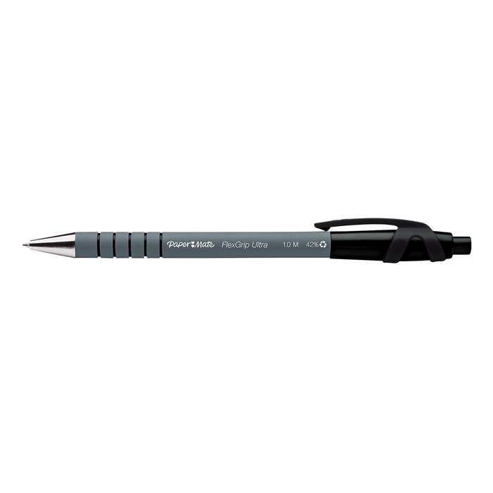 Papermate Flexgrip Ultra Negro Bolígrafo De Punta Retráctil Con Pulsador Medio 12 Pieza(S)