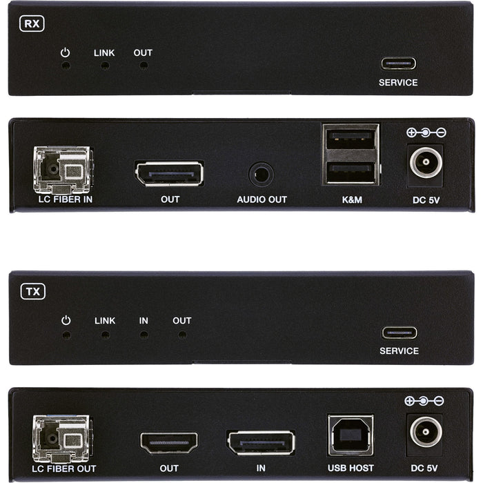 Kvm Extender, Displayport 4k/60hz, Fiber Singlemode, 10km , Set Inline