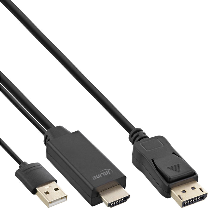 Cable Inline Hdmi A Displayport, 4k, Negro/Dorado, 1 M