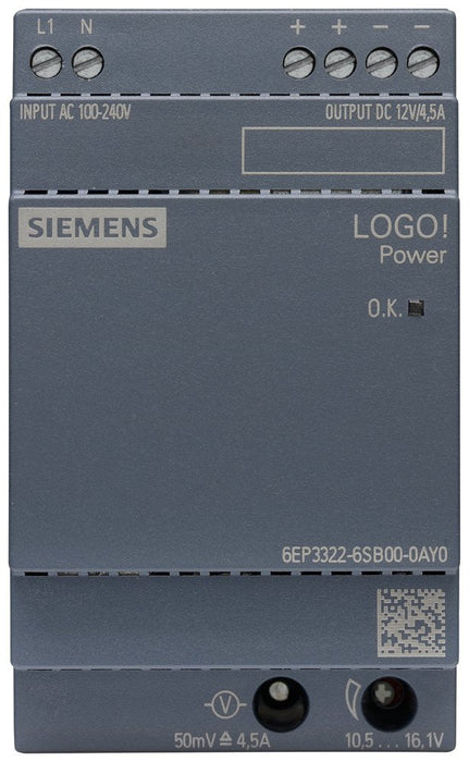 Siemens Logo Power 12v4 - Fuente De Alimentación Para Carril Din 4.5 A