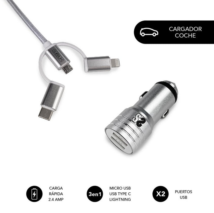 EAN 8436586740757 - SUBBLIM SUB-CHG-4CC001 cargador de dispositivo móvil Universal Plata Encendedor de cigarrillos Carga rápi imagen 7