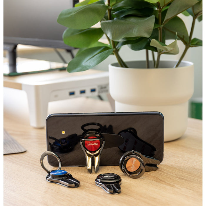 Inline Smartphone 3in1 Smartclip Soporte Para Automóvil, Soporte Para Dedos, Asa Autoadhesiva Para Smartphone