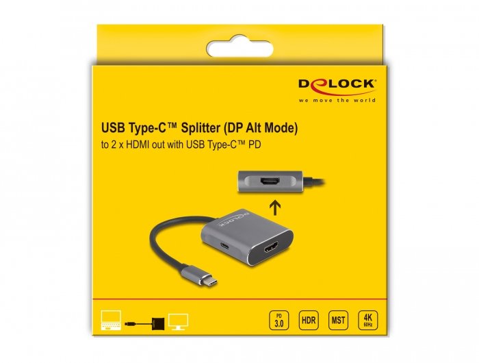 Delock 87805 Divisor Usb Type-C (Modo Dp Alt) A 2 X Hdmi Mst Con Usb Type-C Pd