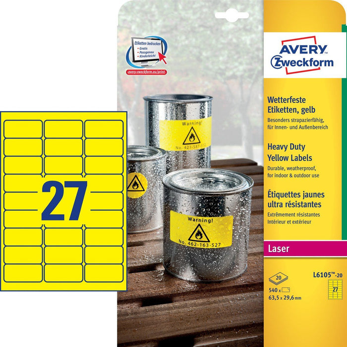 Avery Zweckform Resistente A La Intemperie Folienetiketten 63,5 X 29,6 Mm