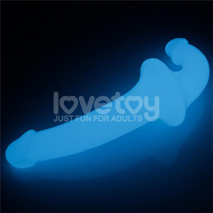 Dildo Doble Lumino Play Luz Azul 10.5