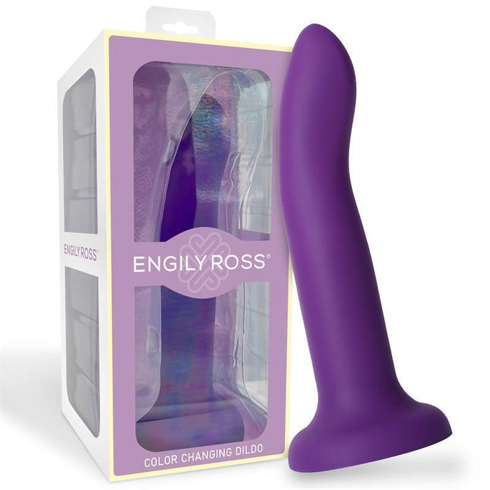 Dildo Que Cambia De Color Púpura A Rosa Talla L Silicona Líquida 21 Cm