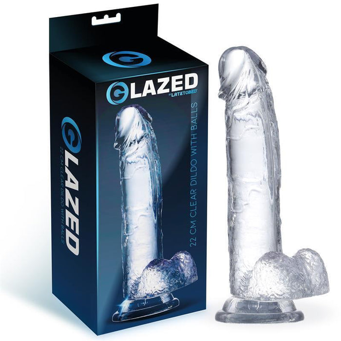 Dildo Realista Con Testículos Material Cristalino 22 Cm