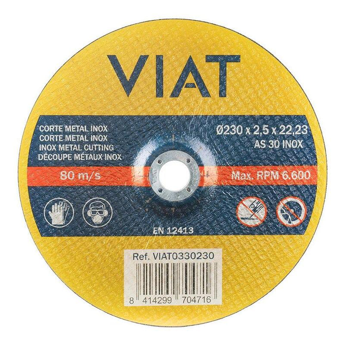 Disco Abrasivo 2,5 Mm Para Inox-Metal. Medidas: 230x230x2,5mm Viat0330230 Viat