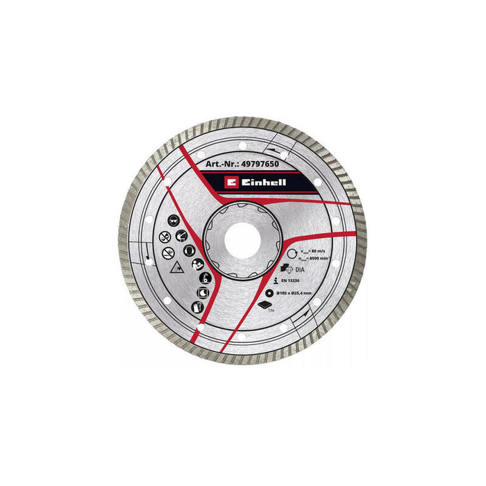 Disco De Corte Turbo Diamante Einhell, Ø 180 X 25,4 X 2,6 Mm Para Máquinas Cortadoras De Azulejos 49797650