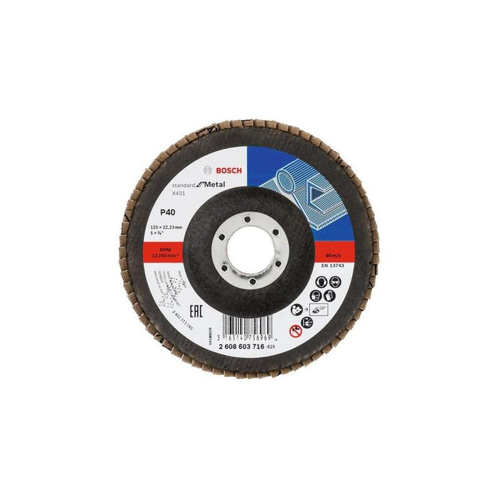 Disco De Láminas Bosch Professional X431 Standard Para Metal, Ø 125 Mm, Orificio K40 22,23 Mm, Recto 2608603716