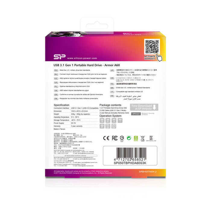Disco Externo Hdd Silicon Power Armor A60 5000 Gb Negro, Verde
