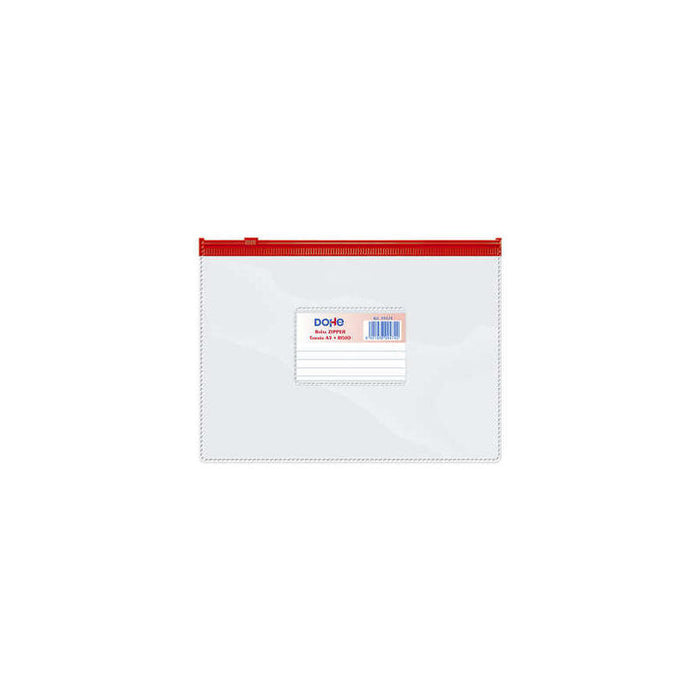 Dohe Bolsa Zipper Apaisada Pvc Transparente 150 Micras - Tamaã±O A5 - Apertura Superior - Cierre Zip Hermetico