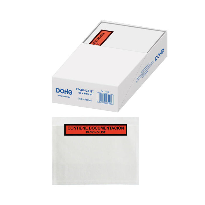 Dohe Caja De 250 Sobres Autoadhesivos - Portadocumentos - Medidas 180 X140mm