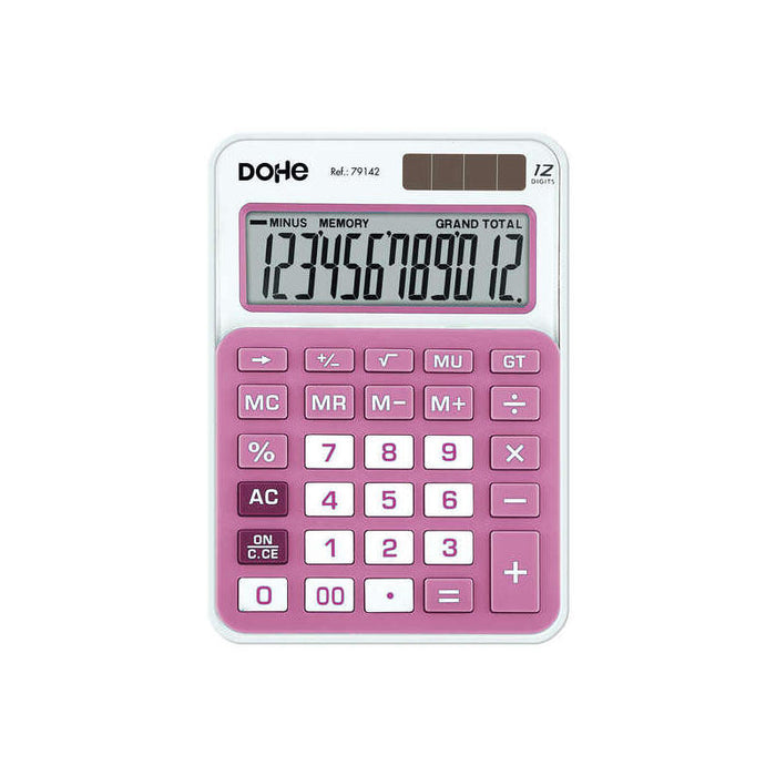 Dohe Calculadora Electronica De 12 Digitos - Alimentacion Solar Y A Pilas - 4 Teclas De Memoria - Apagado Automatico -