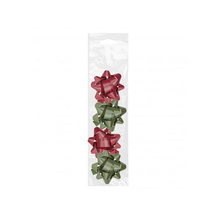 Dohe Chic Pack De 4 Lazos Para Regalo - Forma De Estrella - Tamaño 6.5cm - Colores Rojo Y Verde