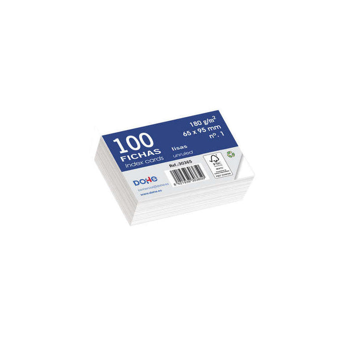 Dohe Fichas De Cartulina Offset Blanca - 180g - Paquete De 100 Unidades