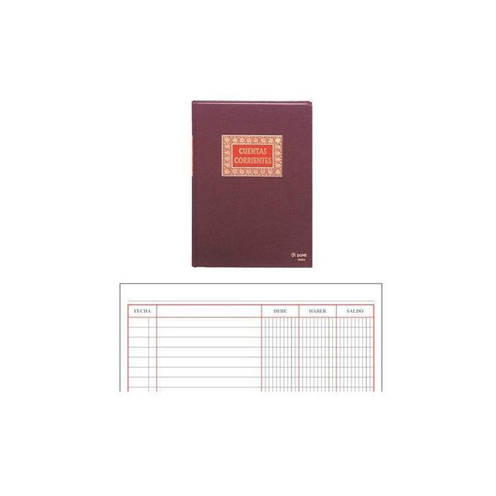 Dohe Libro De Contabilidad Cuentas Corrientes - Folio Natural - Encuadernacion En Tela - 100 Hojas Papel Offset Registro De 100gr