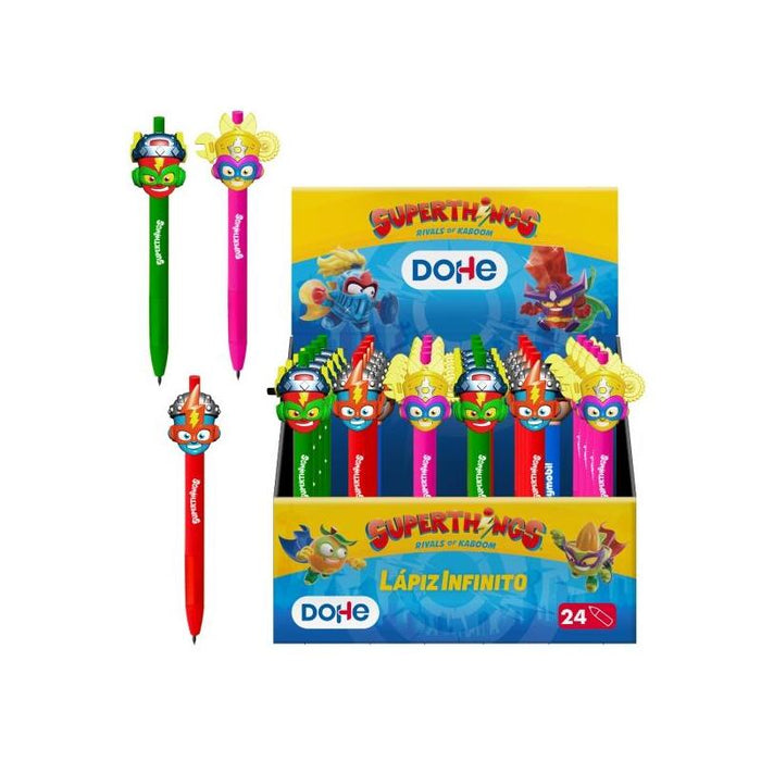 Dohe Superthings Expositor Con 24 Lapices Infinitos - Punta Retractil - Colores Surtidos