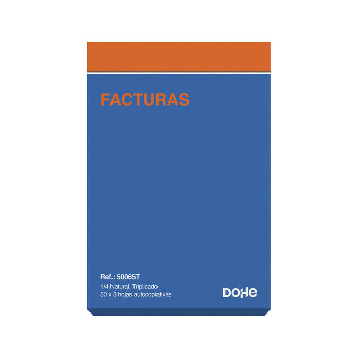 Dohe Talonario De Facturas - Cuarto Natural - 50x3 Hojas Autocopiativas - Triplicado