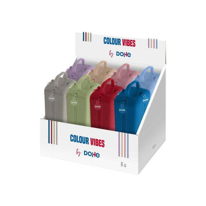 Dohe Vibes Expositor Con 8 Portatodo - 4 Cremalleras - Tirador De Goma - Silicona De Tacto Suave - Asa Lateral -