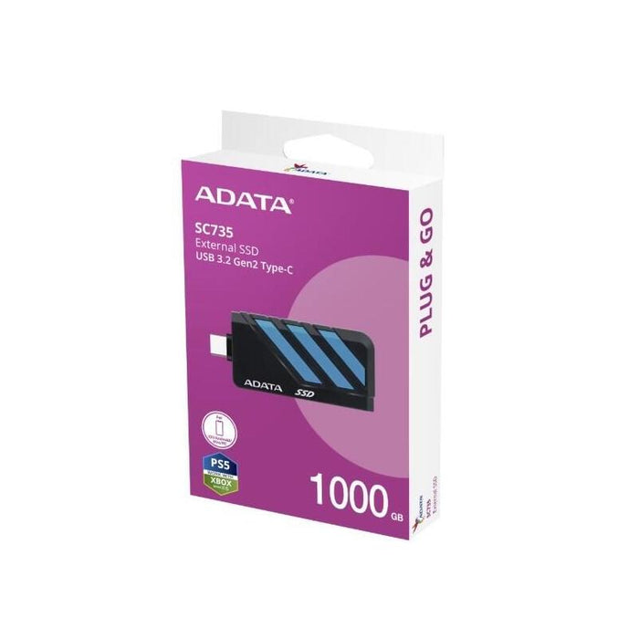 Adata Ssd Externo Sc735 1tb U3.2c 1000/1000mb/S Blue