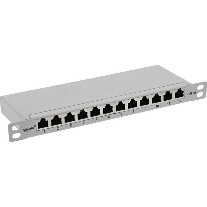 Patch Panel Inline De 10" Cat.6a 0.5u 12 Puertos, Gris Claro, Ral7035