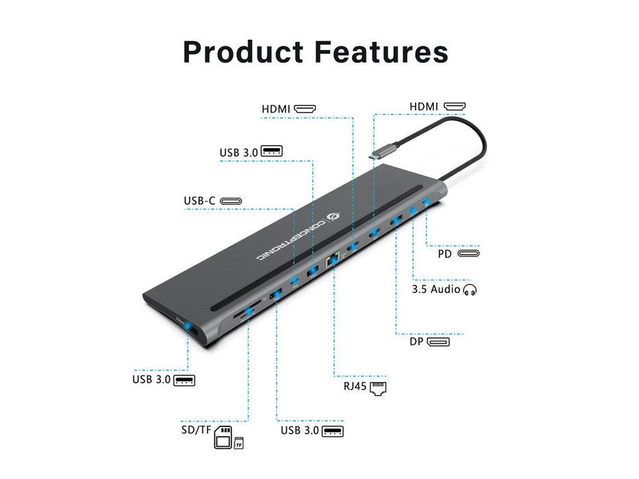EAN 4015867229545 - Conceptronic DONN17G base para portátil y replicador de puertos Alámbrico USB 3.2 Gen 1 (3.1 Gen 1) Type- imagen 6