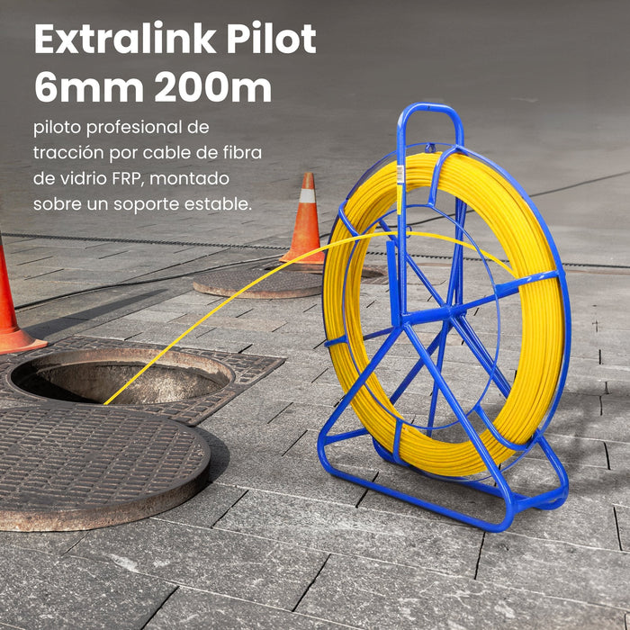 Extralink Pilot 6mm 200m  Varilla De Tracción De Cable  Fibra De Vidrio Frp, D. 6mm, L. 200m, Amarillo