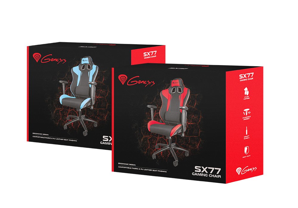 Natec Genesis Sx77 Silla Para Videojuegos De Pc Asiento Acolchado Negro, Rojo