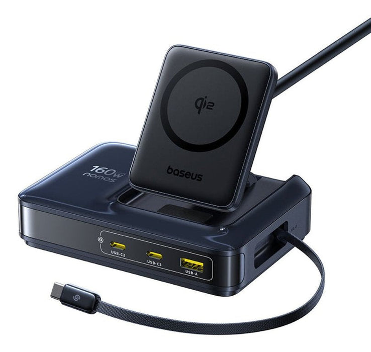 Baseus Nomos Nh21 4-In-1 Desktop Charging Station With Retractable    Cable 3c+U 160w Eu Cosmic Black