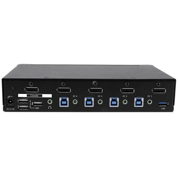 Startech.Com Switch Conmutador Kvm De 4 Puertos Displayport 4k Con Hub Usb 3.0 Para Periféricos Conmutador Kvm / Usb 4 X Kvm / Audio / Usb + 3 X Superspeed Usb 1 Usuario Local Montaje En Rack Ca 120/230 V / Cc 9 12 V Para P/N: Sv431rack
