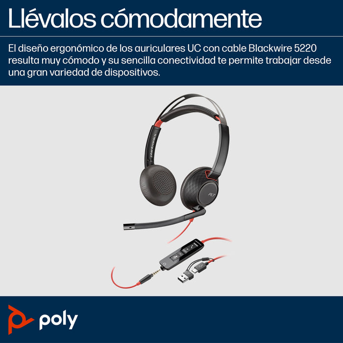 EAN 0197498837420 - HP Poly Blackwire 5220 Stereo USB-C Headset +3.5mm Plug +USB-C/A Adapter Alámbrico Diadema Llamadas/Músic imagen 6