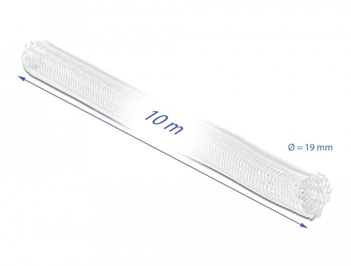 Geflechtschlauch Mit Klettverschluss 10 M X 19 Mm Weiss