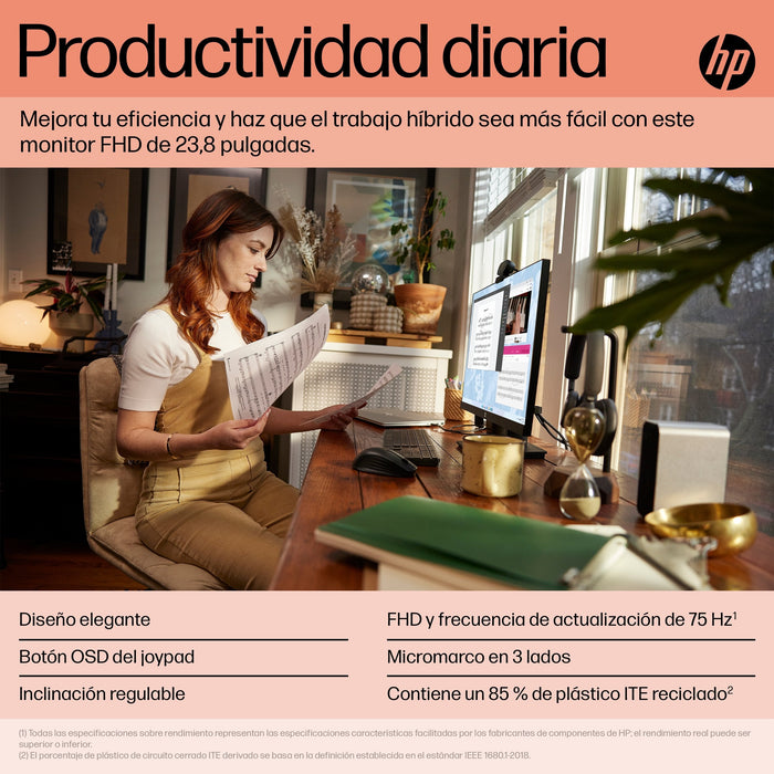 Monitor Hp P24 G5 60,5 Cm (23.8") 1920 X 1080 Pixeles Full Hd Lcd Negro