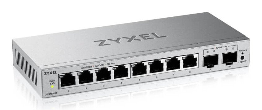 Zyxel Gs1200-10v3 8-Port Gigabit, 2xsfp Web Smart Managed