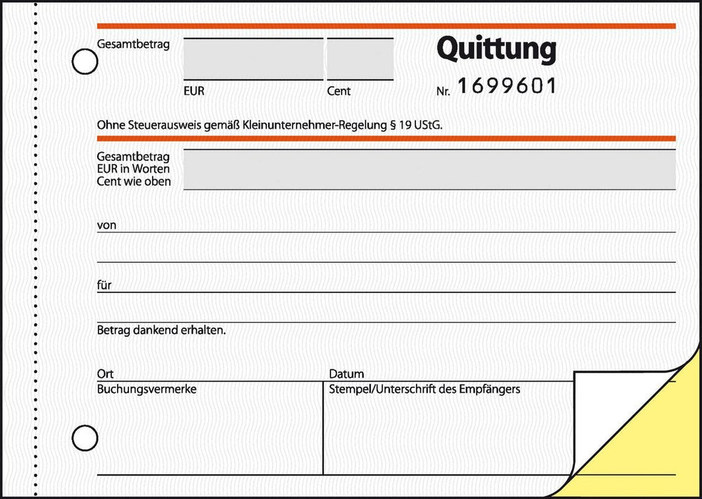 Sigel Recibo Para Kleinunternehmer Sin Mwst.-Ausweis Formularbuch Sd120 1 Ud. - Material De Oficina - A6