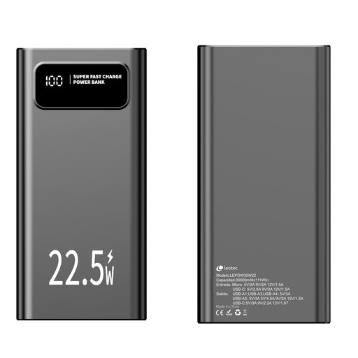 EAN 8436588883339 - Leotec LEPOW30W22K batería externa Polímero de litio 30000 mAh Negro imagen 1