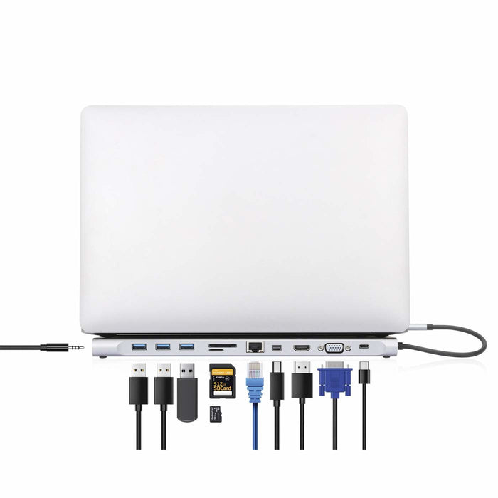 Manhattan 130578 Base Para Portátil Y Replicador De Puertos Alámbrico Usb 3.2 Gen 1 (3.1 Gen 1) Type-C Aluminio