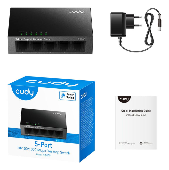 EAN 6971690790431 - Cudy GS105 switch Gigabit Ethernet (10/100/1000) Negro imagen 4
