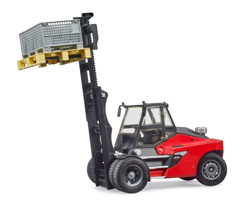 Carretilla Elevadora Bruder Linde Ht160 Con Palet Rojo/Negro, Incluye 3 Cajas De Malla 2513