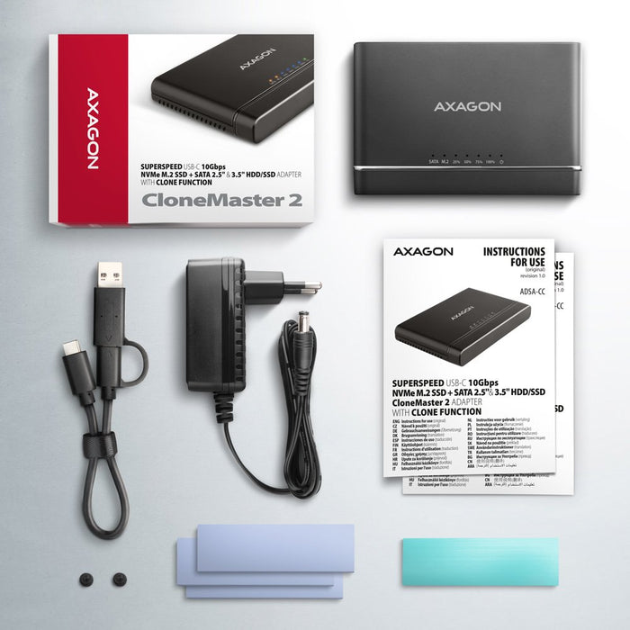EAN 8595247907332 - Axagon ADSA-CC USB-C 10Gbps - NVMe M.2 SSD & SATA 2.5/3.5 SSD/HDD CLONE MASTER 2 - Digital/Daten - NVMe U imagen 9
