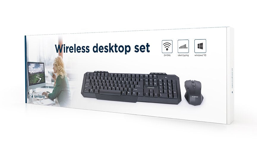 EAN 8716309091541 - Gembird KBS-WM-02 teclado Ratón incluido Oficina RF inalámbrico QWERTY Inglés de EE. UU. Negro imagen 4