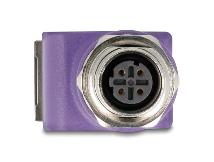 Delock M12 Adapter D-Kodiert 4 Pin Buchse Zu Rj45 Buchse Cat.5e Mit Befestigungsloch 90° Gewinkelt Violett