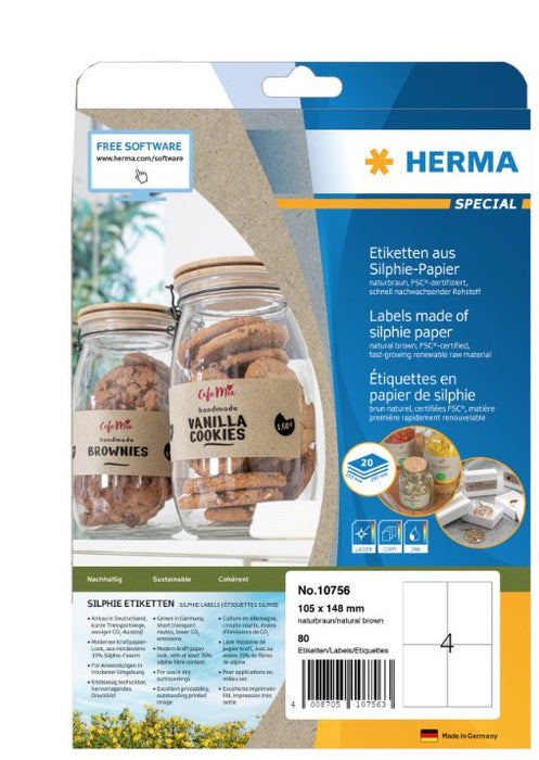 EAN 4008705107563 - HERMA 10756 etiqueta autoadhesiva Rectángulo Permanente Marrón 80 pieza(s) imagen 1