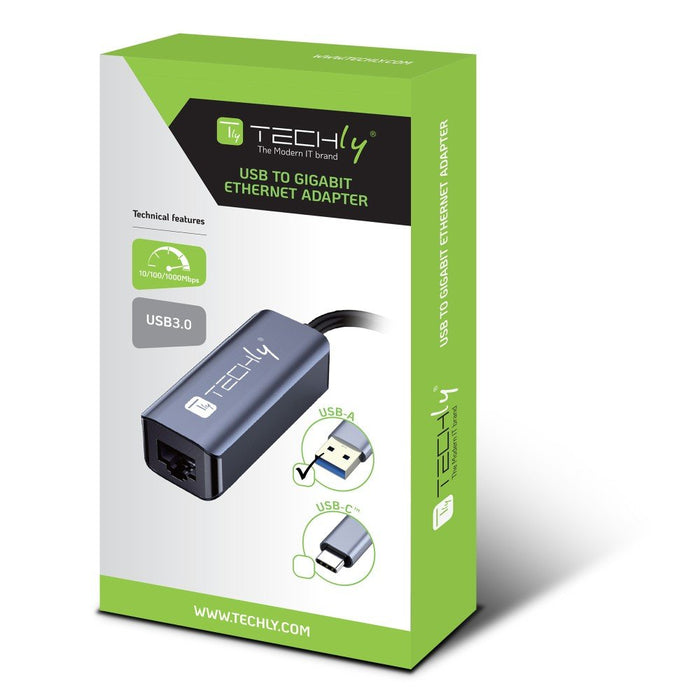 Techly Idata Usb-Etgiga-Aa Adaptador/Tarjeta De Red Usb-A 3.0 A Rj45 Gigabit