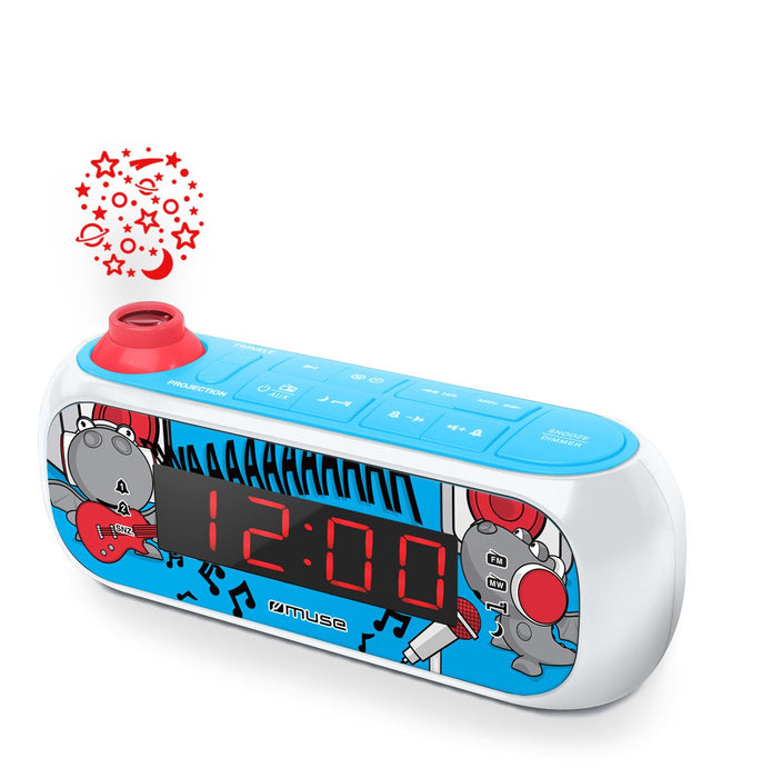 Radio Reloj Muse M-167kdb Azul  Con Proyector