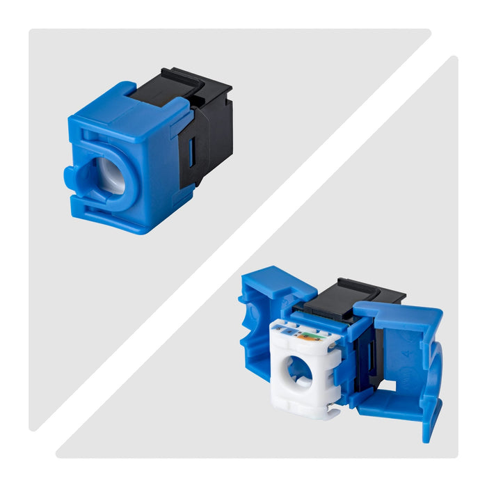 Startech.Com Cat6 Keystone Jack Módulo, Pack De 24 Rj45 Ethernet Keystone Conector Hembra, Utp Cat6 Wandbuchse, 180 Grad, Sin Herramientas, Negro, Plano, Negro, Azul, Rj-45, Conector Hembra, Conector Hembra, 10gbase-T