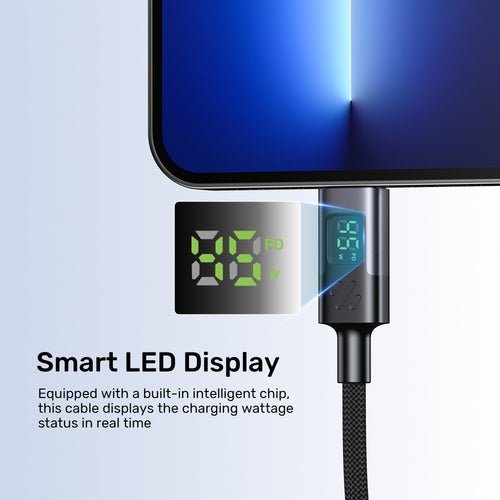 Unitek C14158abk01-1m Usb-C Cable Charging With Led Display 1m Black
