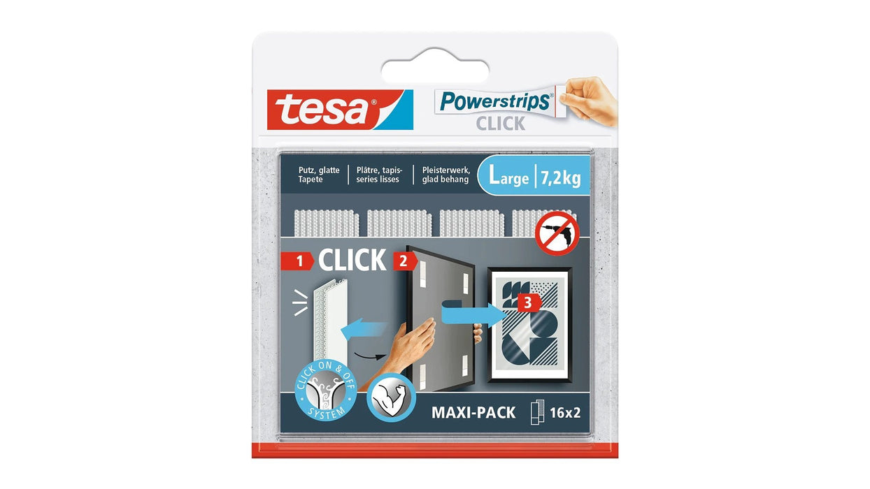 Tesa Powerstrips Click Large Selbstkl. Cinta De Velcro 16x2