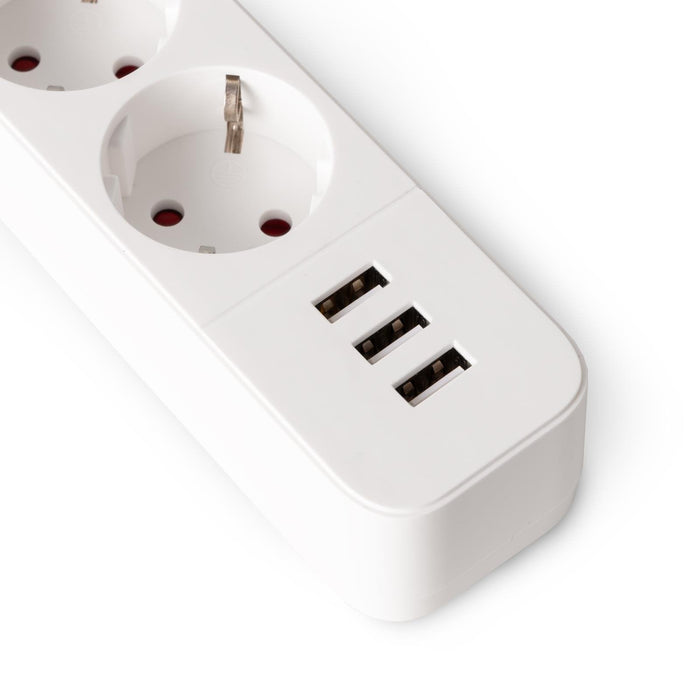 Entac Meckdosenleime 4fach 3x Usb-A, 1,5m Blanco
